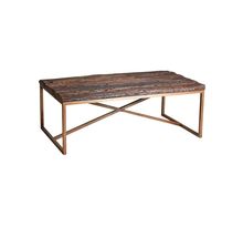 Table basse en acier cuivré et bois massif