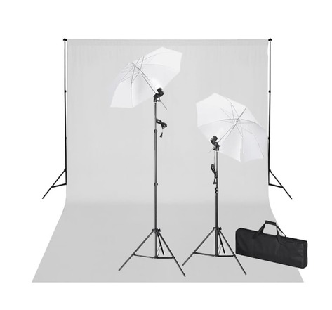 Vidaxl kit de studio avec toile de fond blanche 600x300 cm et lumières