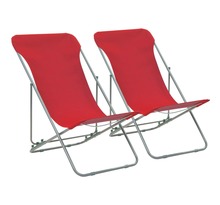Vidaxl chaises de plage pliables 2 pcs acier et tissu oxford rouge