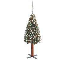 vidaXL Arbre de Noël mince avec LED et boules Vert 150 cm PVC
