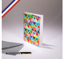Carte double C'est Chic ! créée et imprimée en France - Cœurs multicolores