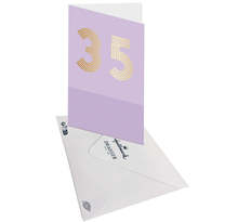 Carte D'anniversaire 35 Ans En Or - Violet - A Message - Pour Homme Et Femme - 11 5 X 17 Cm - Draeger paris