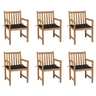 Vidaxl chaises de jardin 6 pcs avec coussins noir bois de teck massif