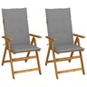 Vidaxl chaises inclinables de jardin 2 pcs avec coussins bois d'acacia