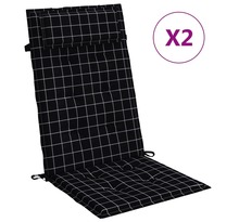 Vidaxl coussins de chaise à dossier haut lot de 2 carreaux noir