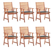 Vidaxl chaises à dîner d'extérieur 6 pièces avec coussins acacia massif