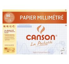 CANSON Pochette papier millimétré 12 feuilles A4 - 90 g - Bleu