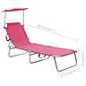Vidaxl chaise longue pliable avec auvent rose aluminium