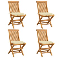 Vidaxl chaises de jardin avec coussins blanc crème 4 pièces teck massif