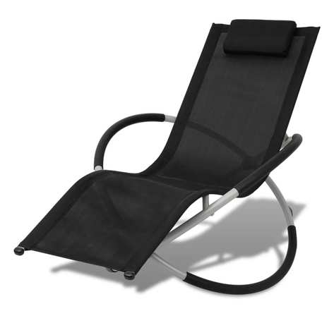 vidaXL Chaise longue géométrique d'extérieur Acier Noir et gris