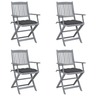 Vidaxl chaises pliables d'extérieur 4 pièces avec coussins bois d'acacia