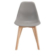 CHAISE SACHA Chaise de salle a manger gris - Pieds en bois hévéa massif - Scandinave - L 48 x P 55 cm