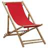 vidaXL Chaise de terrasse Bambou et toile Rouge