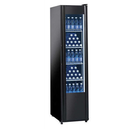 Armoire à boissons réfrigérée 300 litres noire - porte vitrée - r600a - acier inoxydable1300vitrée 440x708x1840mm