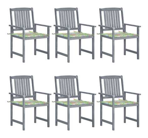 Vidaxl chaises de jardin avec coussins 6 pcs bois d'acacia massif gris