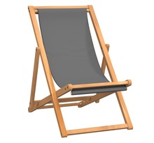 Vidaxl chaise de plage pliable bois de teck solide gris