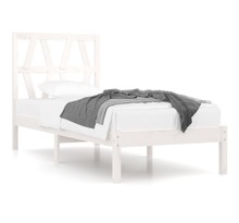 Vidaxl cadre de lit blanc bois de pin massif 75x190 cm petit simple