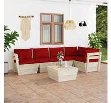 Vidaxl salon de jardin palette 6 pcs avec coussins épicéa imprégné