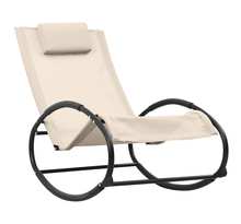 Vidaxl chaise longue avec oreiller acier et textilène crème