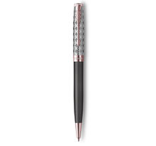 PARKER Sonnet Premium stylo bille, métal et laque Grise, attributs dorés or rose, Recharge noire pointe moyenne, en écrin