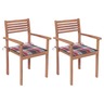Vidaxl chaises de jardin 2 pcs avec coussins à carreaux rouges teck