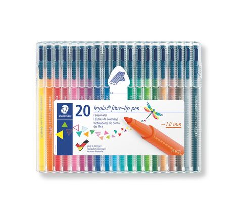 Triplus®, stylo-feutre avec pointe en fibres, pointe fine, couleurs d'encre assorties (paquet 20 unités)