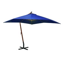 Vidaxl parasol suspendu avec mât bleu azuré 3x3 m bois de sapin massif