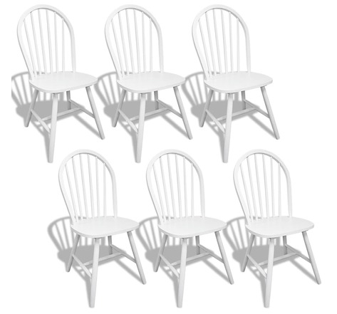 Vidaxl chaises à manger lot de 6 blanc bois d'hévéa solide