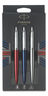 Parker jotter london set : stylo bille bleu royal + stylo gel rouge kensington + portemine acier 0,5 mm