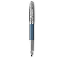 Parker sonnet premium stylo roller  métal et laque bleu  recharge noire pointe fine  coffret cadeau