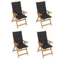 Vidaxl chaises de jardin 4 pcs avec coussins anthracite bois de teck