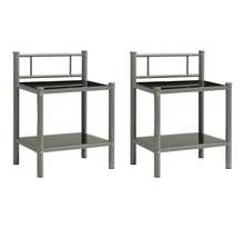 Vidaxl tables de chevet 2 pièces gris et noir métal et verre