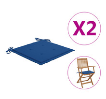 vidaXL Coussins de chaise de jardin 2 pcs Bleu royal 40x40x3 cm Tissu