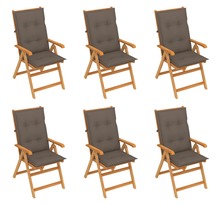 Vidaxl chaises de jardin 6 pcs avec coussins taupe bois de teck massif