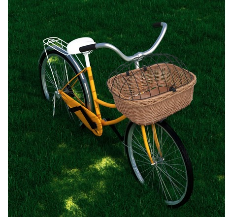 vidaXL Panier avant de vélo avec couvercle 50x45x35 cm Saule naturel
