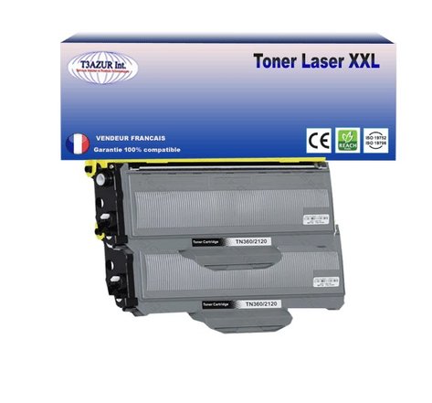 2 Toners compatibles avec RICOH LJ2200, LJ2250, LJ2250N, TN2120 - 2 600 pages - T3AZUR