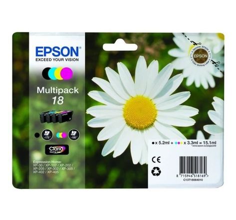 EPSON Cartouches d'Encre Multipack Pâquerette T1806 - Noir / Cyan / Magenta / Jaune