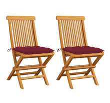 Vidaxl chaises de jardin avec coussins rouge bordeaux 2pcs teck massif
