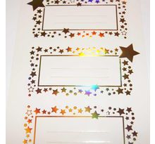 12 étiquettes adhésives de Noël - Étoiles dorées iridescentes