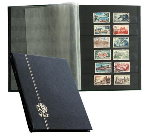 PERFECTA : Classeur fixe pour timbres (Petit modèle-Pages Noires-16p. Noir)