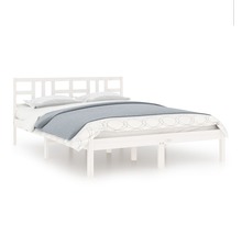 Vidaxl cadre de lit blanc bois massif 140x200 cm