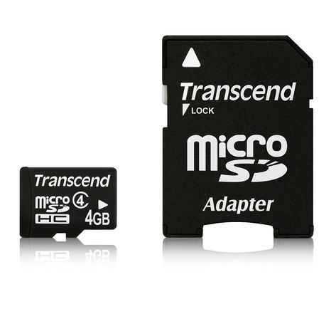 Carte mémoire Micro Secure Digital (micro SD) Transcend 4 Go SDHC Class 4