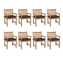 Vidaxl chaises de jardin 8 pcs avec coussins taupe bois de teck solide