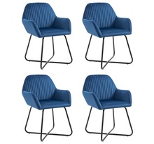 Vidaxl chaises à manger lot de 4 bleu velours