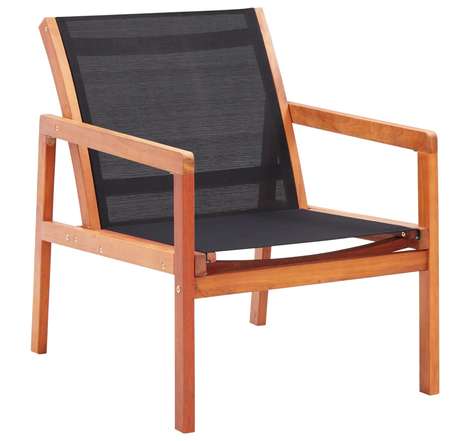 48701 vidaxl garden lounge chair black solid eucalyptus wood and textilene