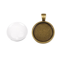 Médaillon pendentif en métal et cabochon Rond ø 22mm Doré - Rayher