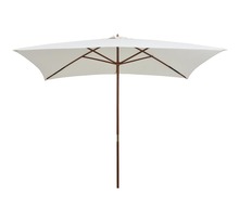 Vidaxl parasol avec poteau en bois 200 x 300 cm blanc crème