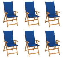 Vidaxl chaises de jardin 6 pcs avec coussins bleu royal bois de teck