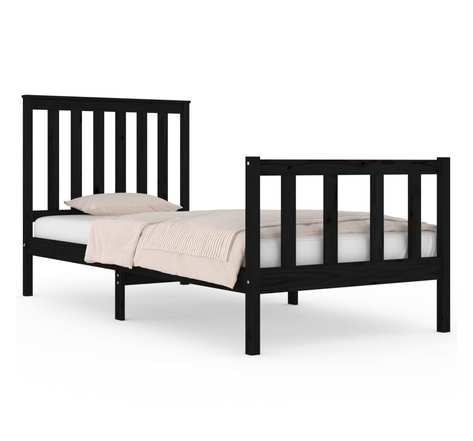 Vidaxl cadre de lit noir bois de pin massif 75x190 cm petit simple