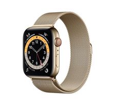 Apple Watch Series 6 GPS + Cellular, 44mm Boîtier en Acier Inoxidable Or avec Bracelet Milanais Or